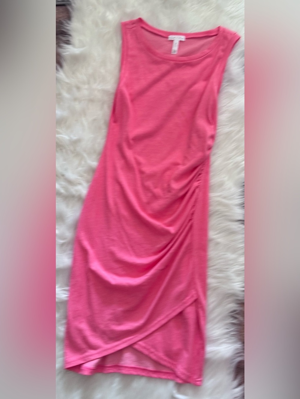 Leith Pink Sleeveless Ruched Sheath Dress